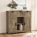 Meubles de rangement, Meuble bas en bois, avec tiroirs et étagères