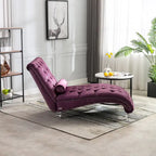 Chaise longue en velours capitonnée 63 po, forme en S, ergonomique, pieds en acrylique, capacité de 275 lb avec oreiller