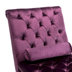 Chaise longue en velours capitonnée 63 po, forme en S, ergonomique, pieds en acrylique, capacité de 275 lb avec oreiller
