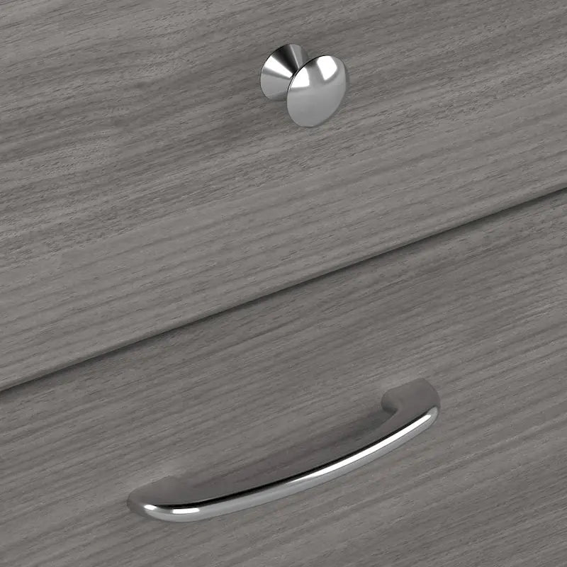 Bureau d'angle en L de 183 cm avec huche, tiroirs et étagères ouvertes pour bureau à domicile