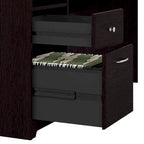 Bureau d'angle en L de 183 cm avec huche, tiroirs et étagères ouvertes pour bureau à domicile