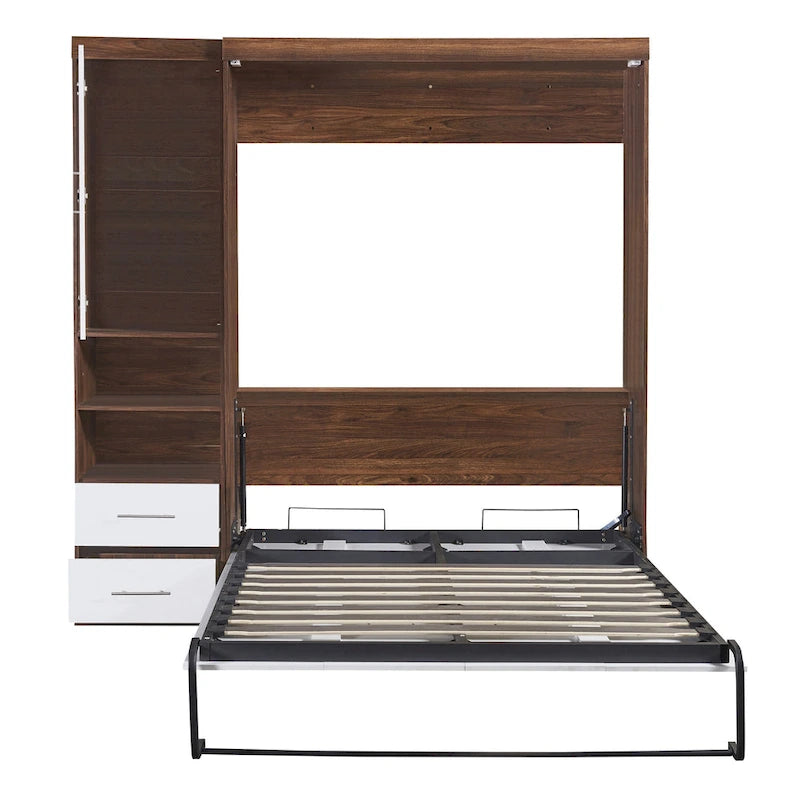Lit escamotable double mural avec armoire