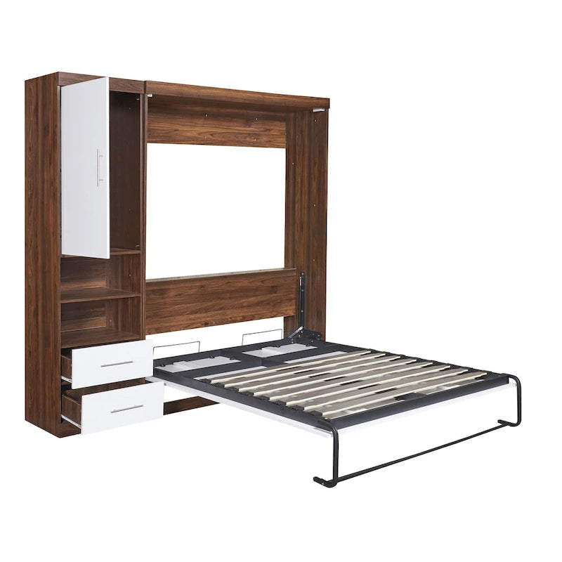Lit escamotable double mural avec armoire