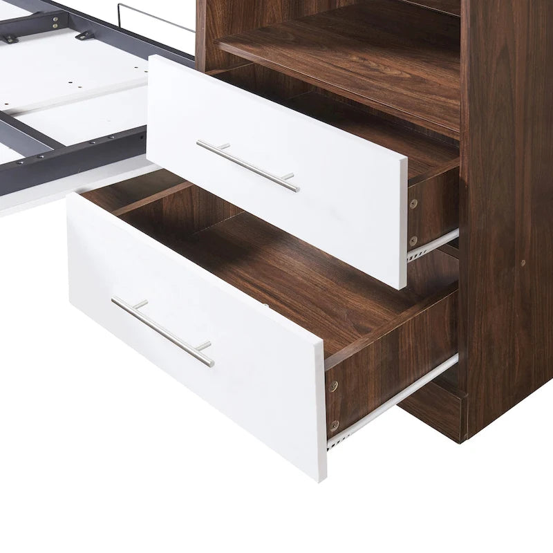 Lit escamotable double mural avec armoire