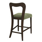 Tabourets de comptoir (lot de 2) sans accoudoirs, assise en tissu, cadre en bois d'hévéa naturel, frêne clair