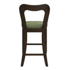 Tabourets de comptoir (lot de 2) sans accoudoirs, assise en tissu, cadre en bois d'hévéa naturel, frêne clair