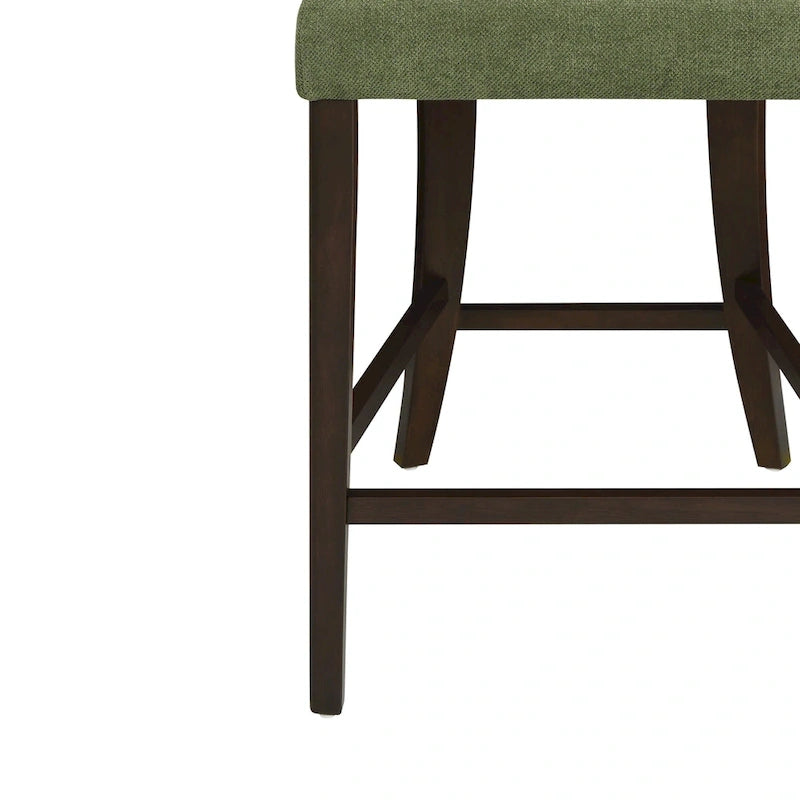 Tabourets de comptoir (lot de 2) sans accoudoirs, assise en tissu, cadre en bois d'hévéa naturel, frêne clair