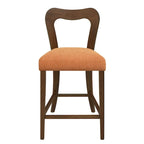 Tabourets de comptoir (lot de 2) sans accoudoirs, assise en tissu, cadre en bois d'hévéa naturel, frêne clair