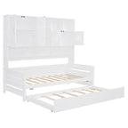 Lit de repos simple en bois avec lit gigogne, armoire de rangement et étagères, blanc