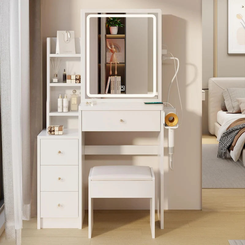 29.2 Table de chevet de petite taille + tabouret rembourré