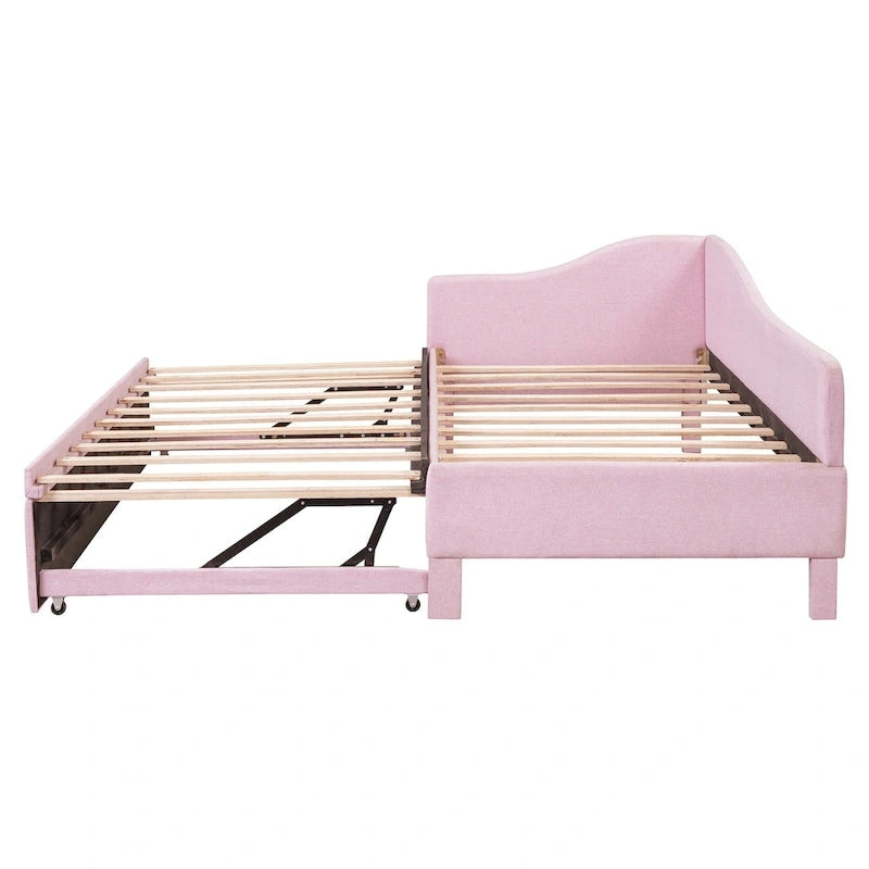 Lit de repos capitonné taille double avec lit gigogne escamotable