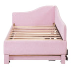 Lit de repos capitonné taille double avec lit gigogne escamotable