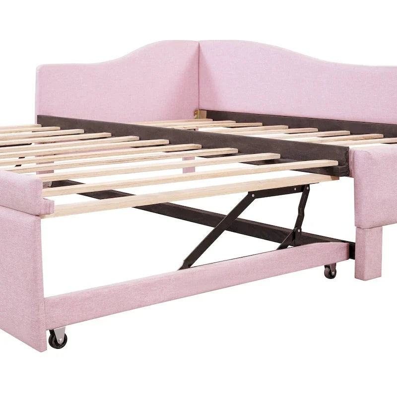 Lit de repos capitonné taille double avec lit gigogne escamotable