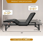 Lit pliable Queen Size Cadre de lit réglable premium avec télécommande sans fil, chargement USB et éclairage sous le lit