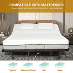 Lit pliable Queen Size Cadre de lit réglable premium avec télécommande sans fil, chargement USB et éclairage sous le lit