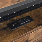 Lit plate-forme en métal King Size avec éclairage LED, tête de lit avec rangement, 2 tiroirs, ports de chargement USB, noir/marron