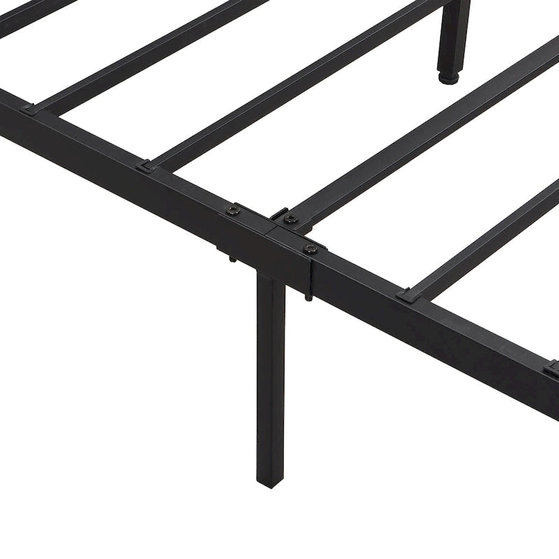 Lit plate-forme en métal King Size avec éclairage LED, tête de lit avec rangement, 2 tiroirs, ports de chargement USB, noir/marron