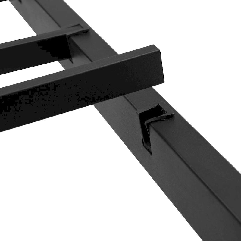 Lit plate-forme en métal King Size avec éclairage LED, tête de lit avec rangement, 2 tiroirs, ports de chargement USB, noir/marron