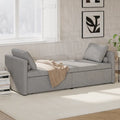 Chaise longue de repos 207 cm en lin rembourré avec oreillers et 2 tiroirs de rangement pour salon