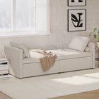 Chaise longue de repos 207 cm en lin rembourré avec oreillers et 2 tiroirs de rangement pour salon