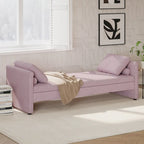 Chaise longue de repos 207 cm en lin rembourré avec oreillers et 2 tiroirs de rangement pour salon