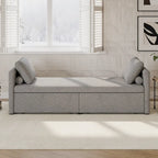 Chaise longue de repos 207 cm en lin rembourré avec oreillers et 2 tiroirs de rangement pour salon