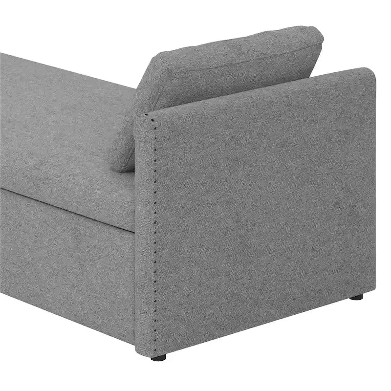 Chaise longue de repos 207 cm en lin rembourré avec oreillers et 2 tiroirs de rangement pour salon