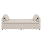 Chaise longue de repos 207 cm en lin rembourré avec oreillers et 2 tiroirs de rangement pour salon