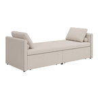 Chaise longue de repos 207 cm en lin rembourré avec oreillers et 2 tiroirs de rangement pour salon
