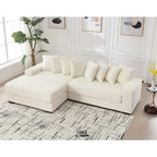 Canapé d'angle modulable en velours côtelé de 282 cm avec méridienne gauche et 8 coussins – 3 places pour salon