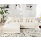 Canapé d'angle modulable en velours côtelé de 282 cm avec méridienne gauche et 8 coussins – 3 places pour salon
