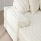 Canapé d'angle modulable en velours côtelé de 282 cm avec méridienne gauche et 8 coussins – 3 places pour salon