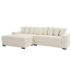 Canapé d'angle modulable en velours côtelé de 282 cm avec méridienne gauche et 8 coussins – 3 places pour salon