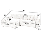 Canapé d'angle modulable en velours côtelé de 282 cm avec méridienne gauche et 8 coussins – 3 places pour salon