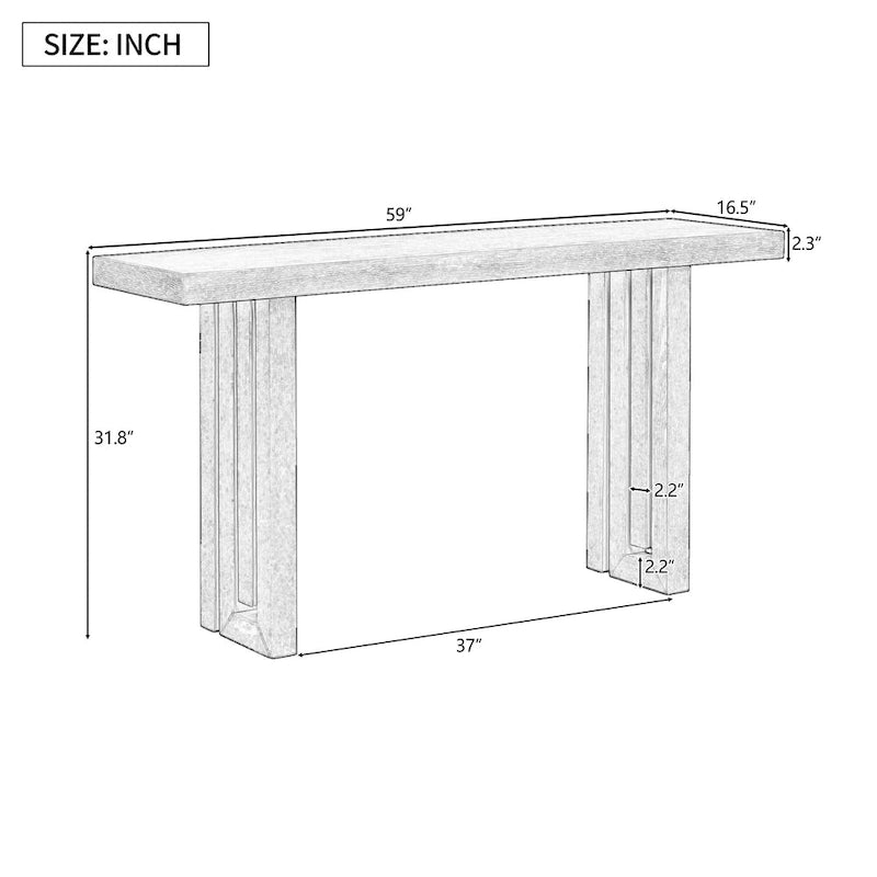 Console moderne 59 avec des formes latérales distinctives pour l'entrée et le salon