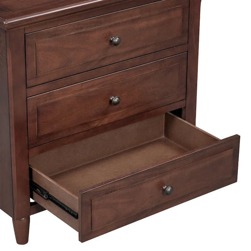 Table de chevet à 3 tiroirs, meuble de rangement en bois, rails de guidage fluides, entièrement assemblée