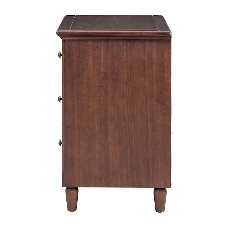Table de chevet à 3 tiroirs, meuble de rangement en bois, rails de guidage fluides, entièrement assemblée