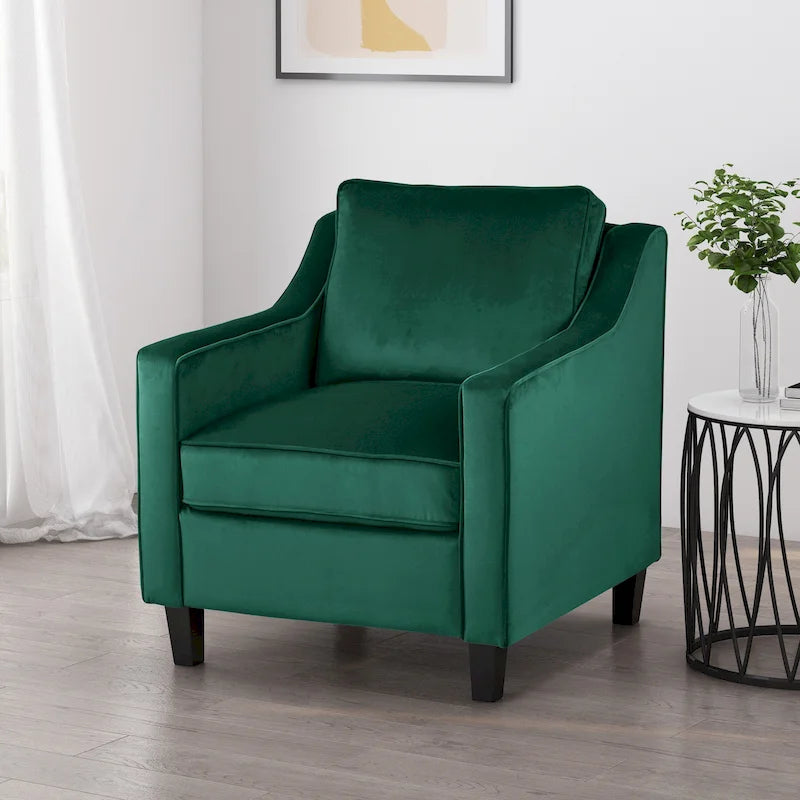 Fauteuil club en velours contemporain de style glamour, siège d'appoint rembourré pour salon