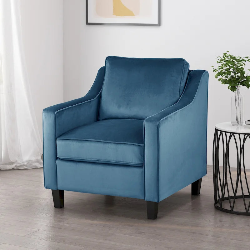 Fauteuil club en velours contemporain de style glamour, siège d'appoint rembourré pour salon