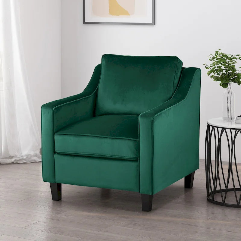 Fauteuil club en velours contemporain de style glamour, siège d'appoint rembourré pour salon