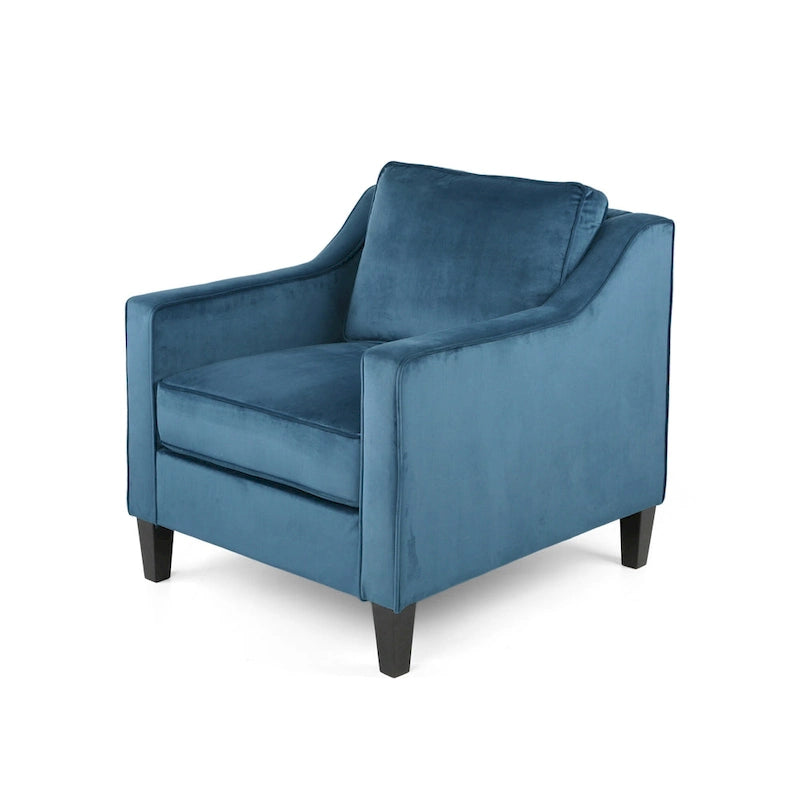 Fauteuil club en velours contemporain de style glamour, siège d'appoint rembourré pour salon