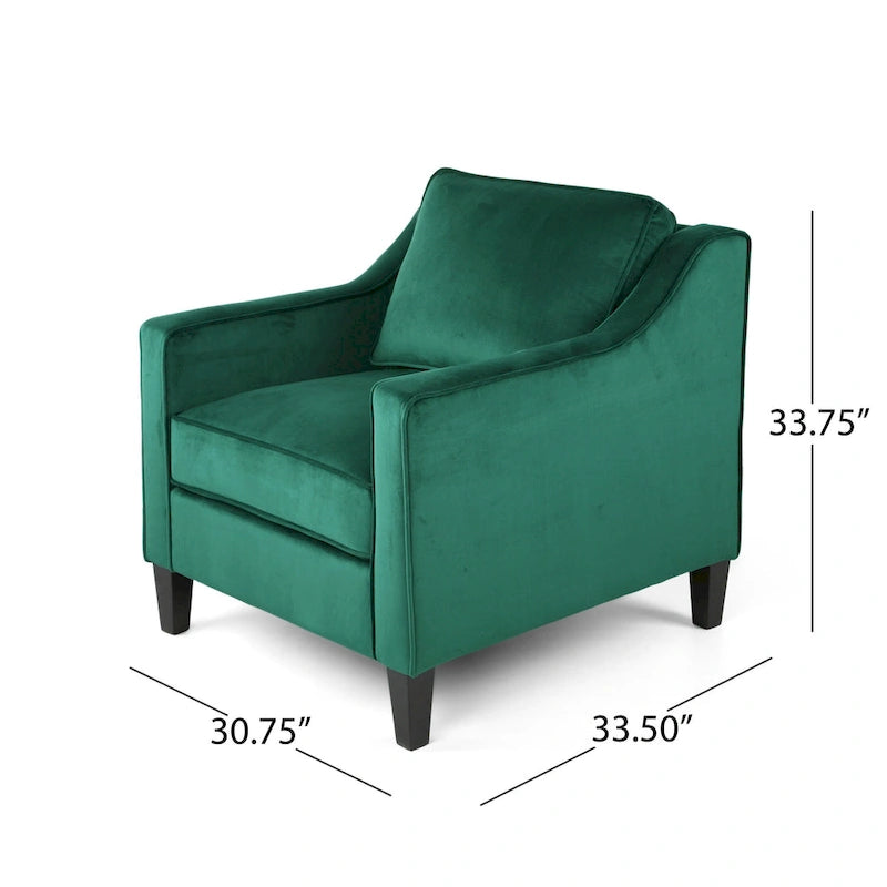Fauteuil club en velours contemporain de style glamour, siège d'appoint rembourré pour salon