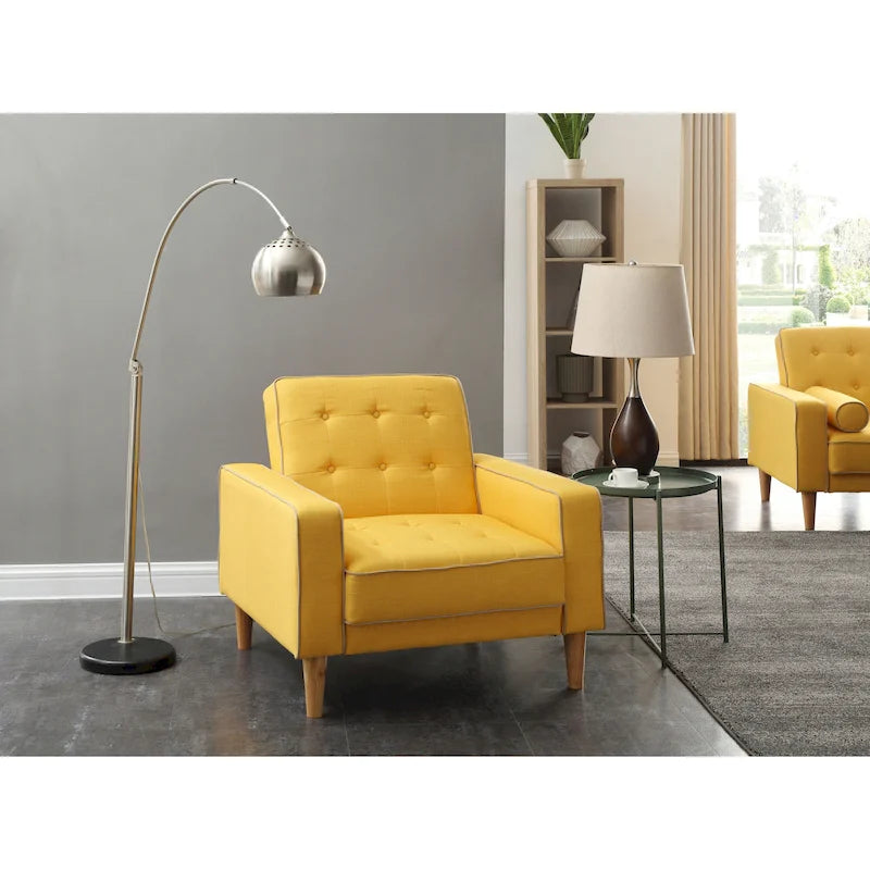 Lit plateforme en velours de style Mid-Century Modern avec tête de lit capitonnée et cadre en bois massif, mobilier de chambre