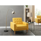 Lit plateforme en velours de style Mid-Century Modern avec tête de lit capitonnée et cadre en bois massif, mobilier de chambre