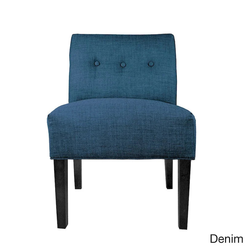 Fauteuil d'appoint capitonné à structure métallique, assise semi-ferme rembourrée, pour salon.