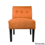 Fauteuil d'appoint capitonné à structure métallique, assise semi-ferme rembourrée, pour salon.