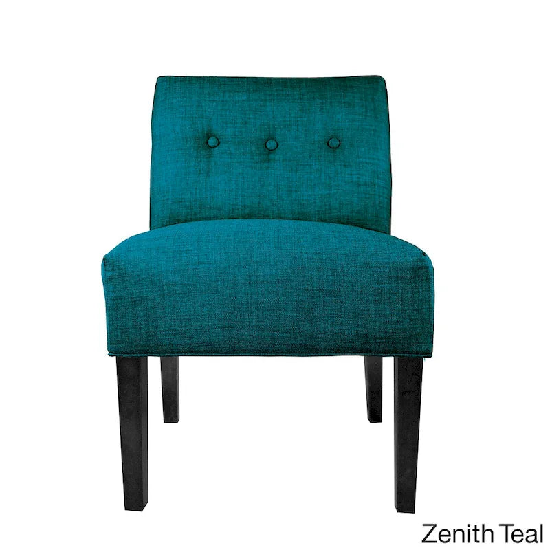 Fauteuil d'appoint capitonné à structure métallique, assise semi-ferme rembourrée, pour salon.