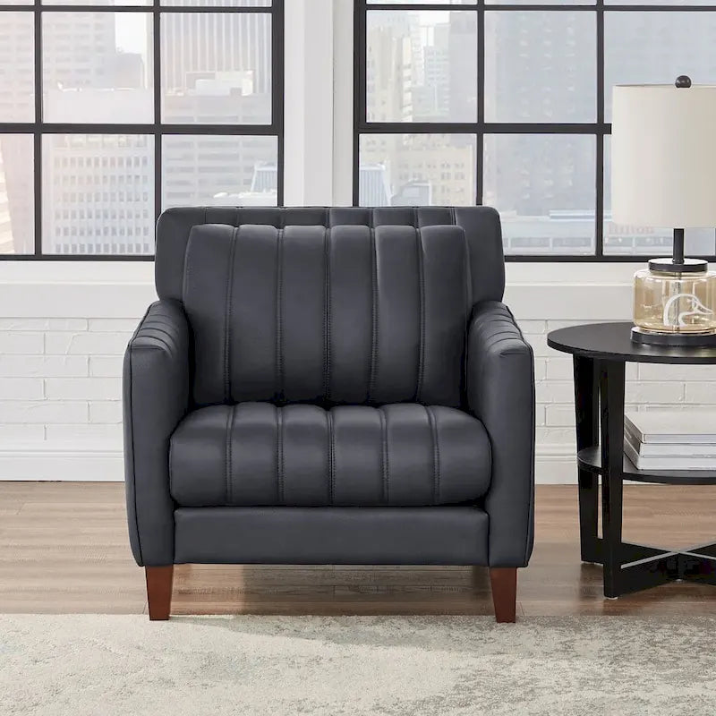 Fauteuil d'appoint en cuir pleine fleur, garnissage plumes, mousse à mémoire de forme, ressorts de soutien, assise de luxe