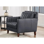 Fauteuil d'appoint en cuir pleine fleur, garnissage plumes, mousse à mémoire de forme, ressorts de soutien, assise de luxe