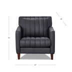 Fauteuil d'appoint en cuir pleine fleur, garnissage plumes, mousse à mémoire de forme, ressorts de soutien, assise de luxe